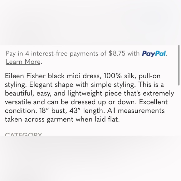 Eileen Fisher Black Silk Midi Dress - Picture 7 of 7